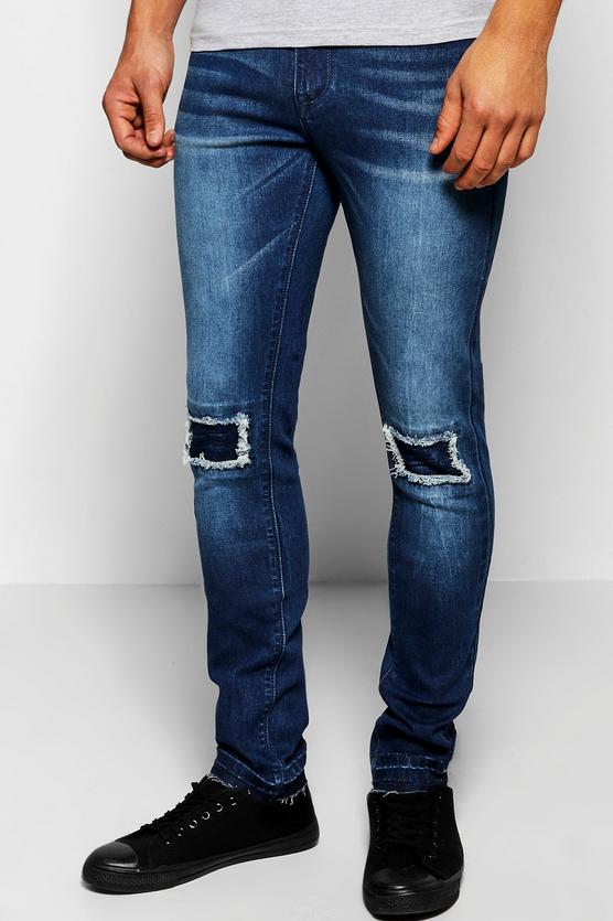 Skinny Fit Stretch Jean With Raw Edge Cuff